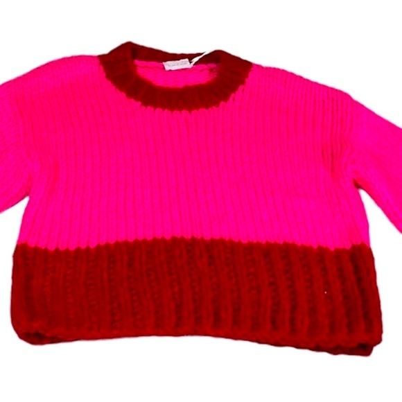 Crimson Red and Hot Pink Knit Womans Sweater. Size Small NWT - Picture 4 of 8